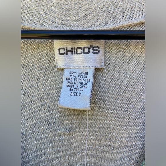 NWT- Chicos  Cardigan Long Sleeve Sweater One Button Peacock Pattern Sparkle - Picture 5 of 8